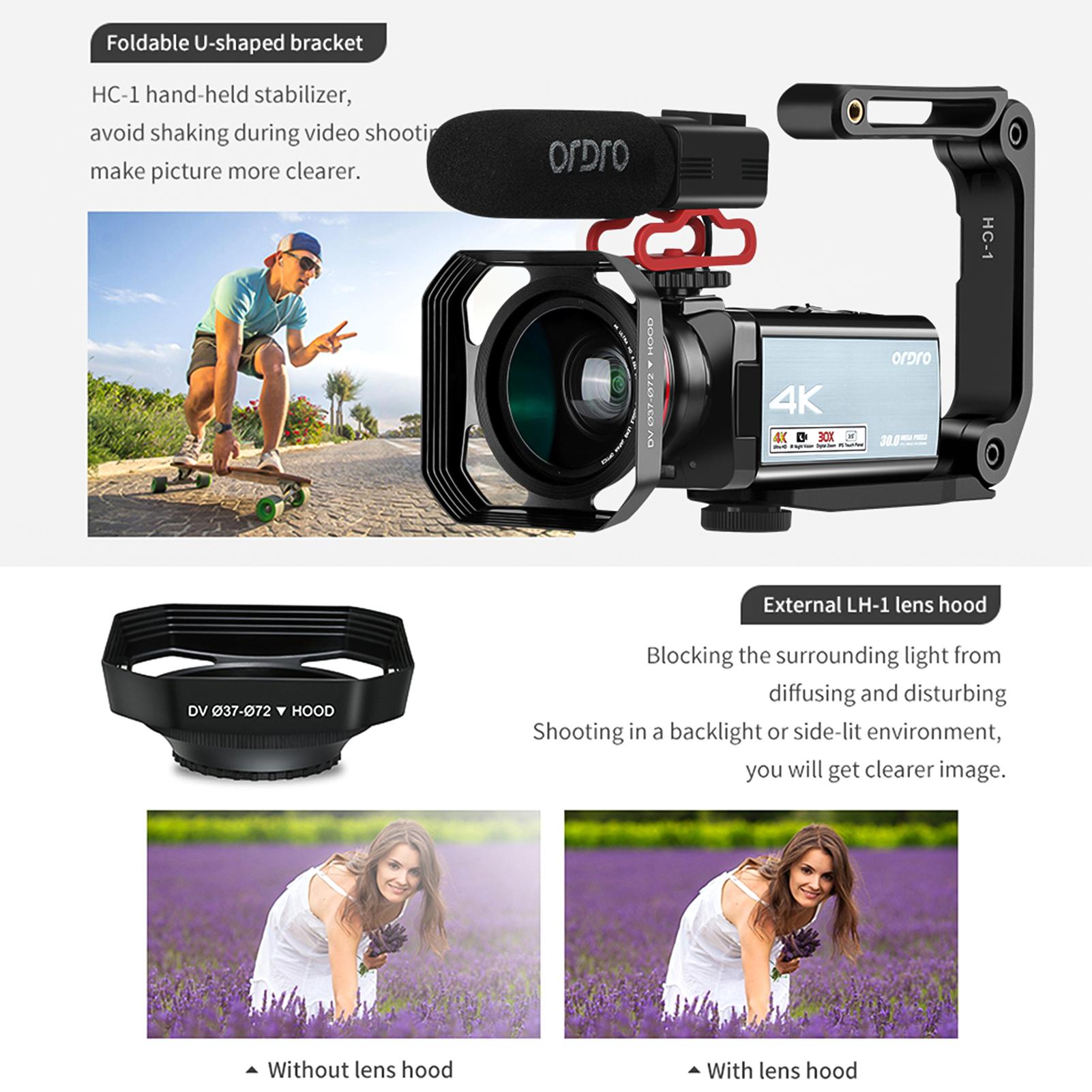 4K Portable Digital Video Camera, 30X 30MP Digital Zoom Camcorder with 3.5 Inch , Anti-Shake IR Face Detection, WiFi Control, Battery
4K Portable Digital Video Camera, 30X 30MP Digital Zoom Camcorder with 3.5 Inch , Anti-Shake IR Face Detection, WiFi Control, Battery