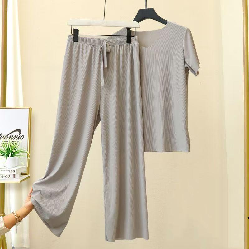 2 шт./компл. женские пижамы бесшовные ледяной шелк с круглым вырезом и коротким рукавом сплошной цвет с эластичной резинкой на талии и широкими штанинами свободные мягкие дышащие домашние комплекты с верхом и брюками XXXXL серый
2 шт./компл. женские пижамы бесшовные ледяной шелк с круглым вырезом и коротким рукавом сплошной цвет с эластичной резинкой на талии и широкими штанинами свободные мягкие дышащие домашние комплекты с верхом и брюками XXXXL серый