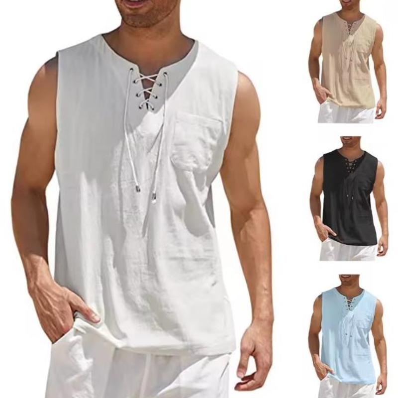 Men s Casual Shirts Leeveless Vest Bandage Lace Up Blouse Retro V Neck Fashion Loose Shirt Male Solid Color Clothes S
Men s Casual Shirts Leeveless Vest Bandage Lace Up Blouse Retro V Neck Fashion Loose Shirt Male Solid Color Clothes S