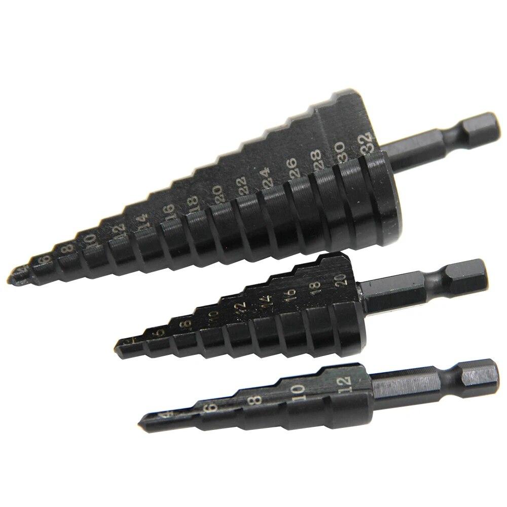 3 шт шестигранный хвостовик прямой канавки черное ступенчатое сверло 4-12/4-20/4-32 мм развертывающее ступенчатое сверло пагода электрический инструмент сверлильный набор Hexagon handle
3 шт шестигранный хвостовик прямой канавки черное ступенчатое сверло 4-12/4-20/4-32 мм развертывающее ступенчатое сверло пагода электрический инструмент сверлильный набор Hexagon handle
