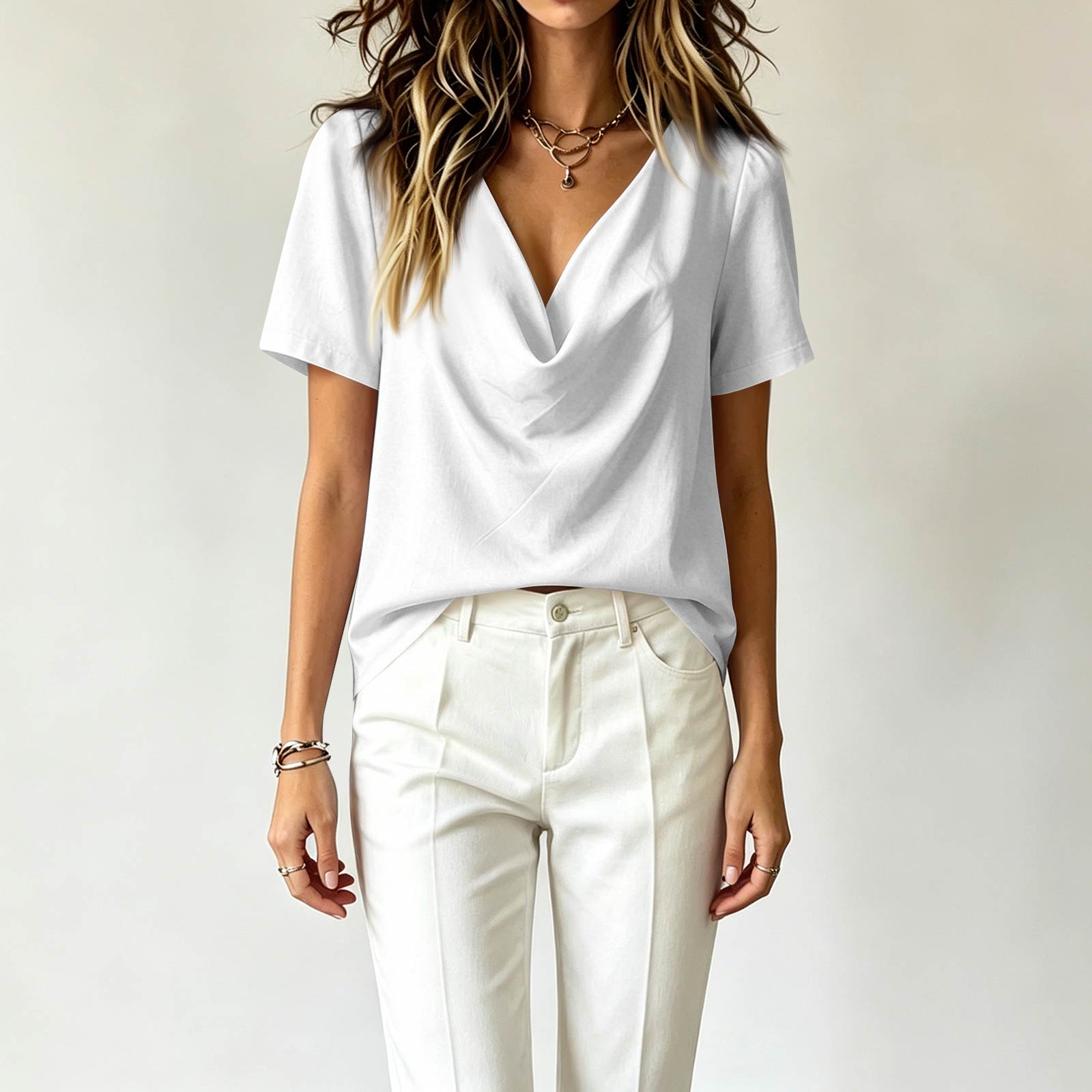 Women V Neck Short Sleeve Loose Fit Satin Blouse Chiffon Top Lightweight Relaxed Fit Shirt for Daily Wear Office XS білий
Women V Neck Short Sleeve Loose Fit Satin Blouse Chiffon Top Lightweight Relaxed Fit Shirt for Daily Wear Office XS білий