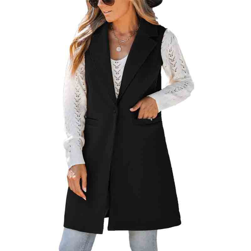 women s Notched Lapel Single Button Longline Sleeveless Vest Coat Casual Wool Blend Waistcoat Outerwear S чёрный
women s Notched Lapel Single Button Longline Sleeveless Vest Coat Casual Wool Blend Waistcoat Outerwear S чёрный