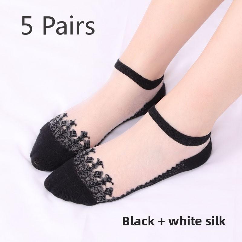 5 пар классных прозрачных хрустальных чулок, короткие носки-трубы, женские летние невидимые носки 5 Pairs чёрный
5 пар классных прозрачных хрустальных чулок, короткие носки-трубы, женские летние невидимые носки 5 Pairs чёрный