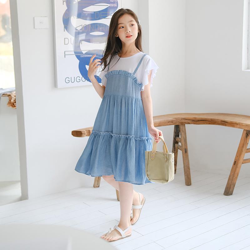 Girls Two-Piece Style Summer Princess Dress, Layered Color-Block Cotton Skirt with Short Sleeves 165 cm
Girls Two-Piece Style Summer Princess Dress, Layered Color-Block Cotton Skirt with Short Sleeves 165 cm