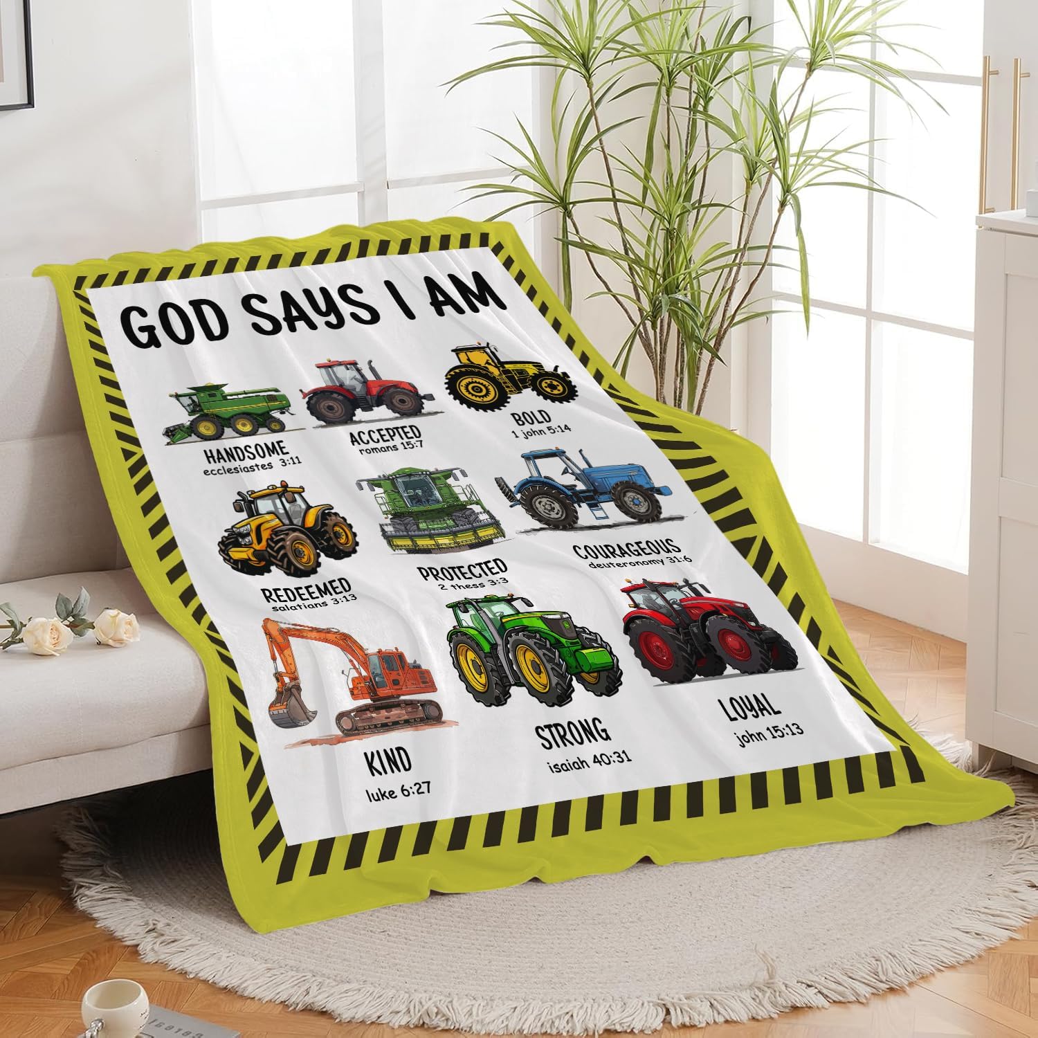 Tractor Pattern Throw Blanket God Says I Am Religious Design for Living Room Decor Gift for Him FaithBasedHomeStyle 70x100cm28x39in
Tractor Pattern Throw Blanket God Says I Am Religious Design for Living Room Decor Gift for Him FaithBasedHomeStyle 70x100cm28x39in