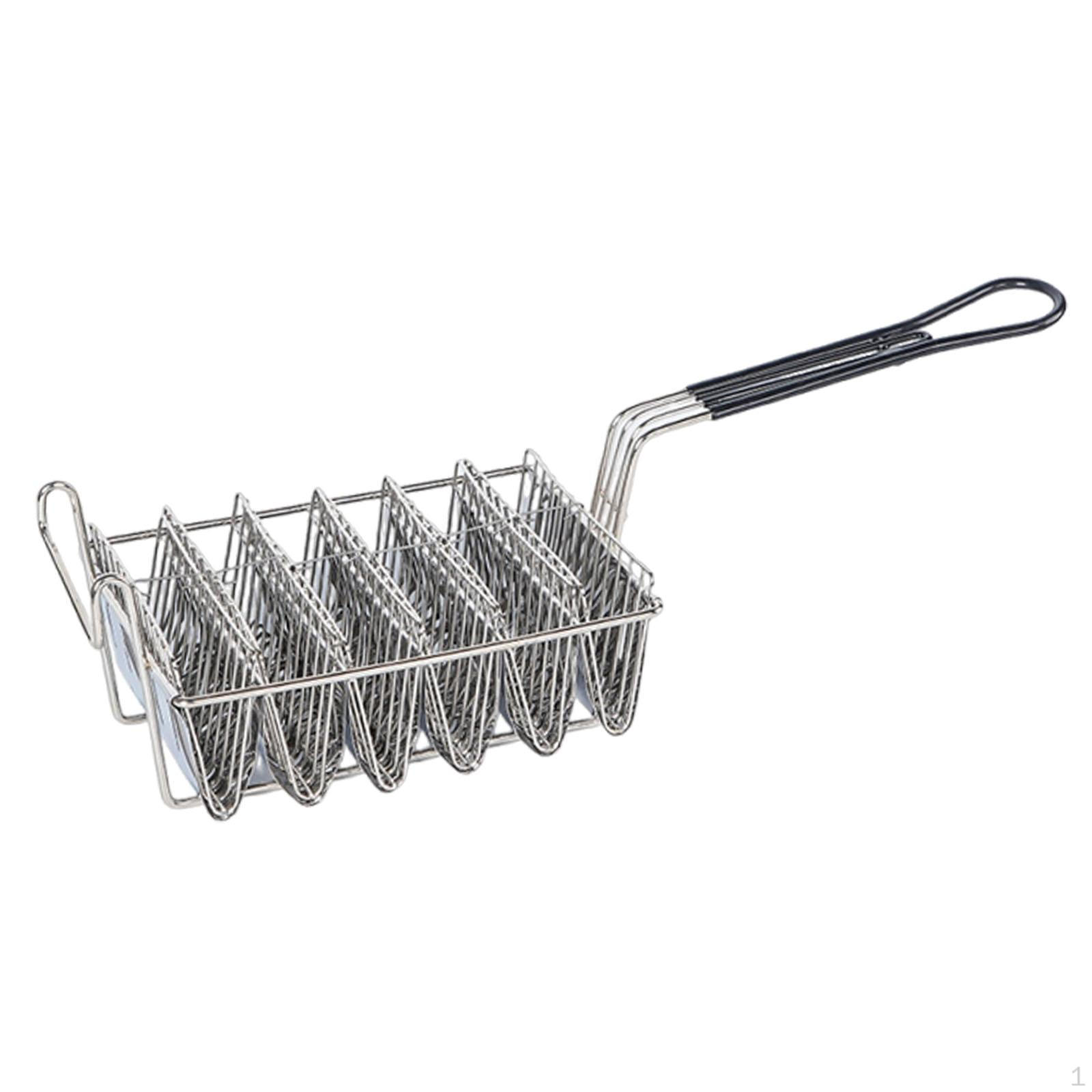 , Shaped Taco Frying Basket with A Comfortable Handle; Practical, Professional, And Easy to Use. 6 Compartment
, Shaped Taco Frying Basket with A Comfortable Handle; Practical, Professional, And Easy to Use. 6 Compartment