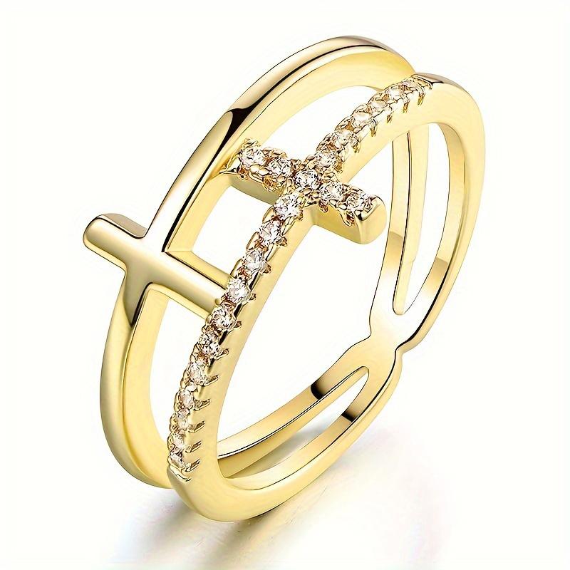 Huitan Simple Stylish Rings Female Exquisite Double-layer Cross Design Finger Accessories Lady All-matching Trendy Party Zircon 10
Huitan Simple Stylish Rings Female Exquisite Double-layer Cross Design Finger Accessories Lady All-matching Trendy Party Zircon 10