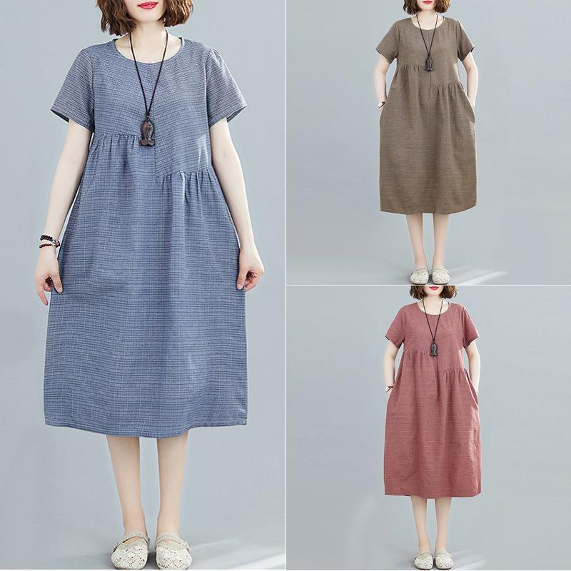 Real shot summer new literary loose splicing cotton and linen plaid round neck short-sleeved dress women s clothing medium and long M красный
Real shot summer new literary loose splicing cotton and linen plaid round neck short-sleeved dress women s clothing medium and long M красный