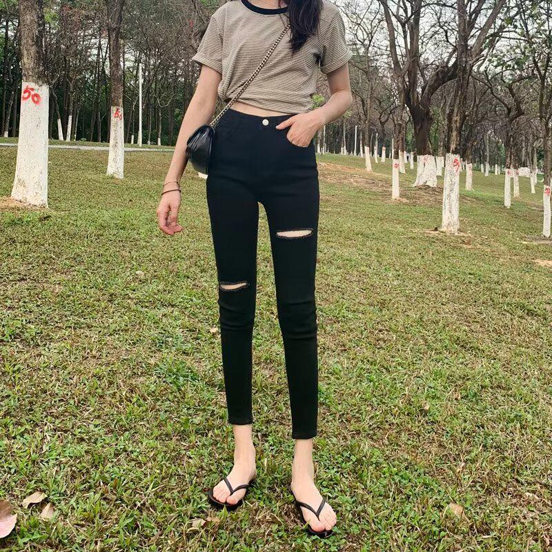 2024 Summer Black High Waist Ripped Skinny Jeans for Women M: Fits height 155-165cm (47.5-54kg)
2024 Summer Black High Waist Ripped Skinny Jeans for Women M: Fits height 155-165cm (47.5-54kg)