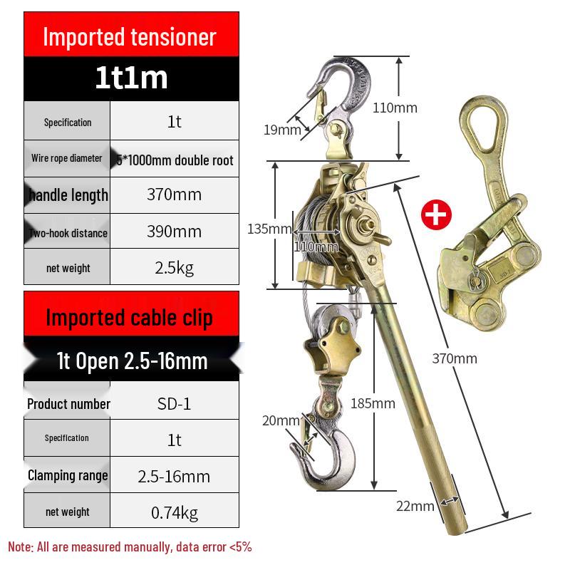 1-Ton Ratchet Wire Tensioner and Cable Clamp Set
1-Ton Ratchet Wire Tensioner and Cable Clamp Set