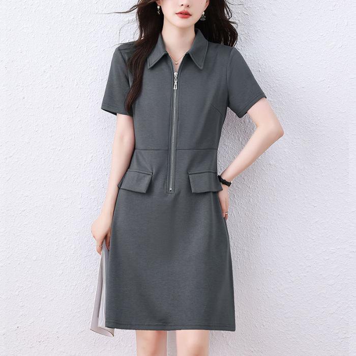 Korean casual lapel black dress women s summer new small Polo collar chic design T-shirt skirt 3XL сірий колір
Korean casual lapel black dress women s summer new small Polo collar chic design T-shirt skirt 3XL сірий колір