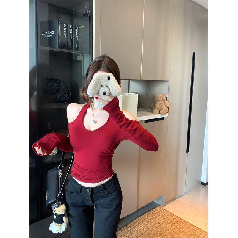 Early Spring Retro Hong Kong Style Halter Neck Off-Shoulder Long Sleeve Women s Top M вино красного
Early Spring Retro Hong Kong Style Halter Neck Off-Shoulder Long Sleeve Women s Top M вино красного