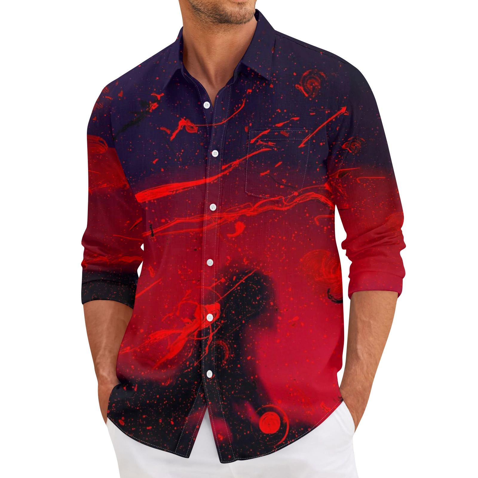 Мужская повседневная свободная рубашка с длинными рукавами, модная рубашка с лацканами, топ XL арбуз красный
Мужская повседневная свободная рубашка с длинными рукавами, модная рубашка с лацканами, топ XL арбуз красный