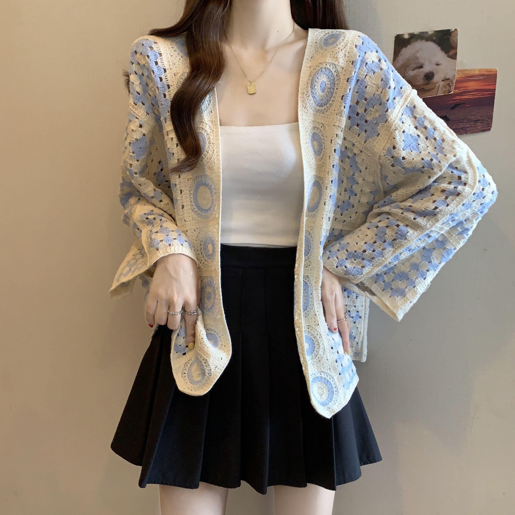 Women s Hollow Out Crochet Knit Jacket Color-Blocked V-Neck Knit Cardigan Top Summer Sun Protection clothes One size небо синє кольору
Women s Hollow Out Crochet Knit Jacket Color-Blocked V-Neck Knit Cardigan Top Summer Sun Protection clothes One size небо синє кольору