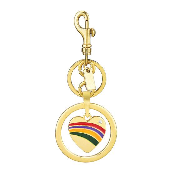Keychain Pendant Rainbow Stripes Heart Shape Key Chain with Lobster Clasp Electroplated Smooth Surface Backpack Accessory золотистий
Keychain Pendant Rainbow Stripes Heart Shape Key Chain with Lobster Clasp Electroplated Smooth Surface Backpack Accessory золотистий