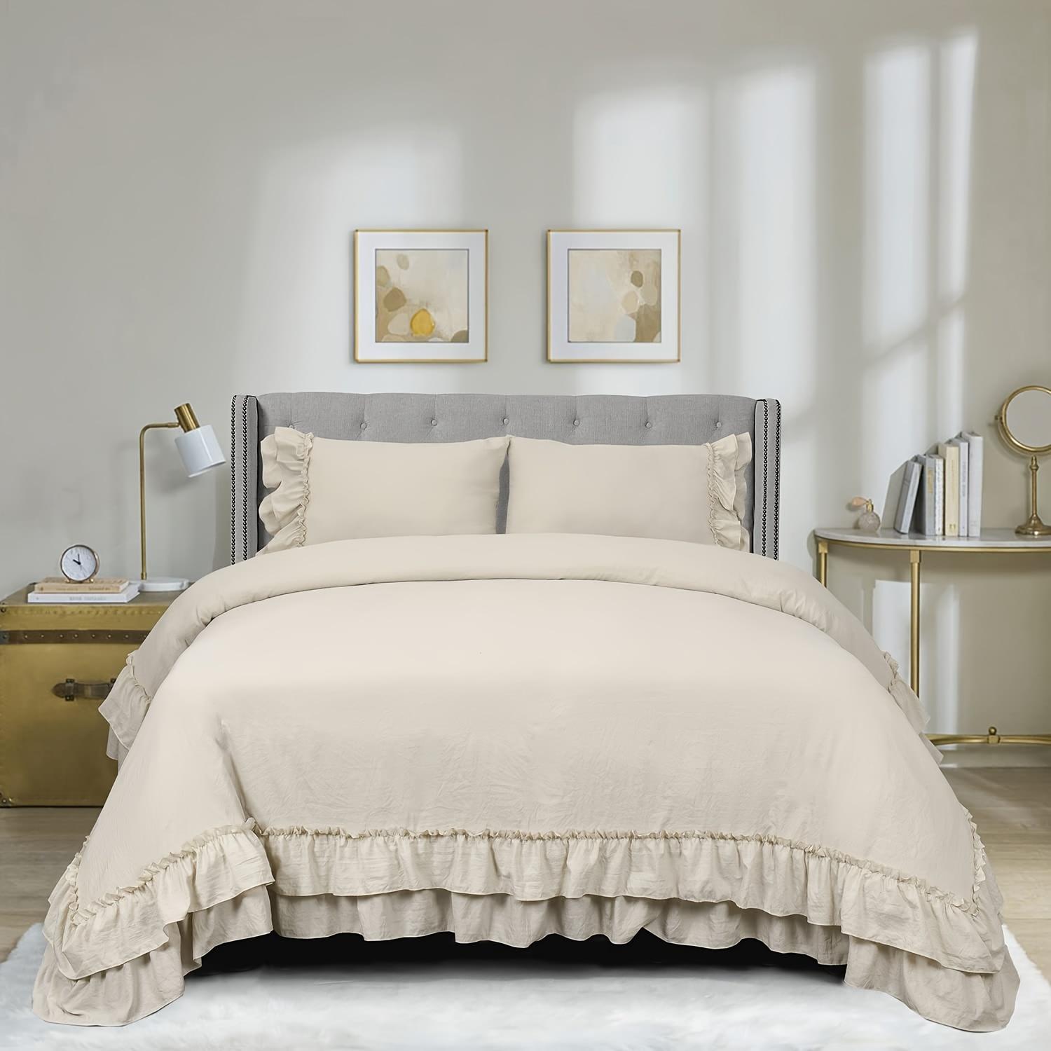 3 Piece Ruffled Duvet Cover Set Queen,Farmhouse Ruffle Comforter Set,Cozy Bedding Set - 1 Ruffle Comforter and 2 Pillowcases Duvet&Queen
3 Piece Ruffled Duvet Cover Set Queen,Farmhouse Ruffle Comforter Set,Cozy Bedding Set - 1 Ruffle Comforter and 2 Pillowcases Duvet&Queen