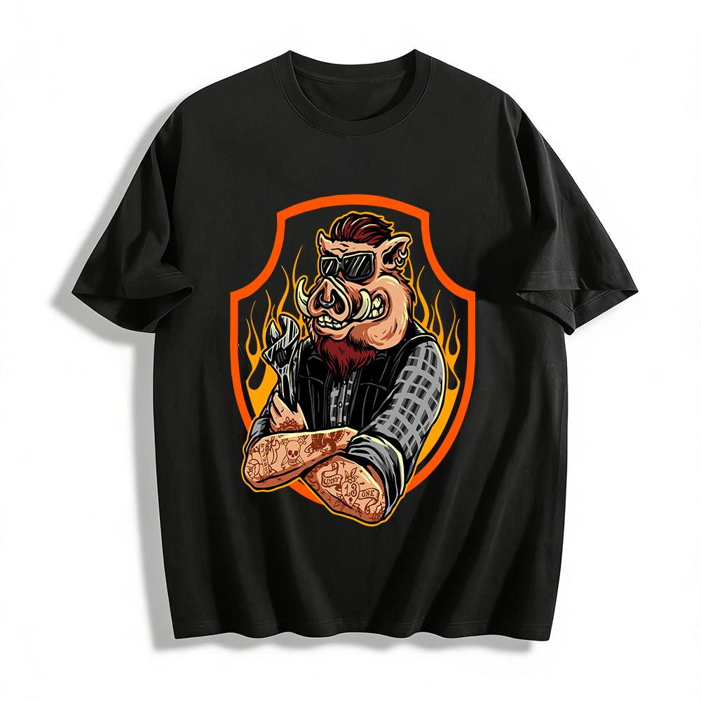 Motorcycle Style Wild Boar Mechanic Print Vintage Casual T-Shirt Pure cotton T-shirt 6XL
Motorcycle Style Wild Boar Mechanic Print Vintage Casual T-Shirt Pure cotton T-shirt 6XL