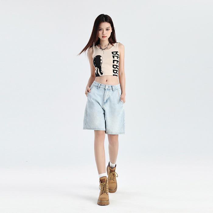 Women s American Retro Light Blue Washed Denim Shorts - 2026 Spring/Summer Collection, Loose Wide-Leg Mid-Length Pants. XS светло-синий
Women s American Retro Light Blue Washed Denim Shorts - 2026 Spring/Summer Collection, Loose Wide-Leg Mid-Length Pants. XS светло-синий