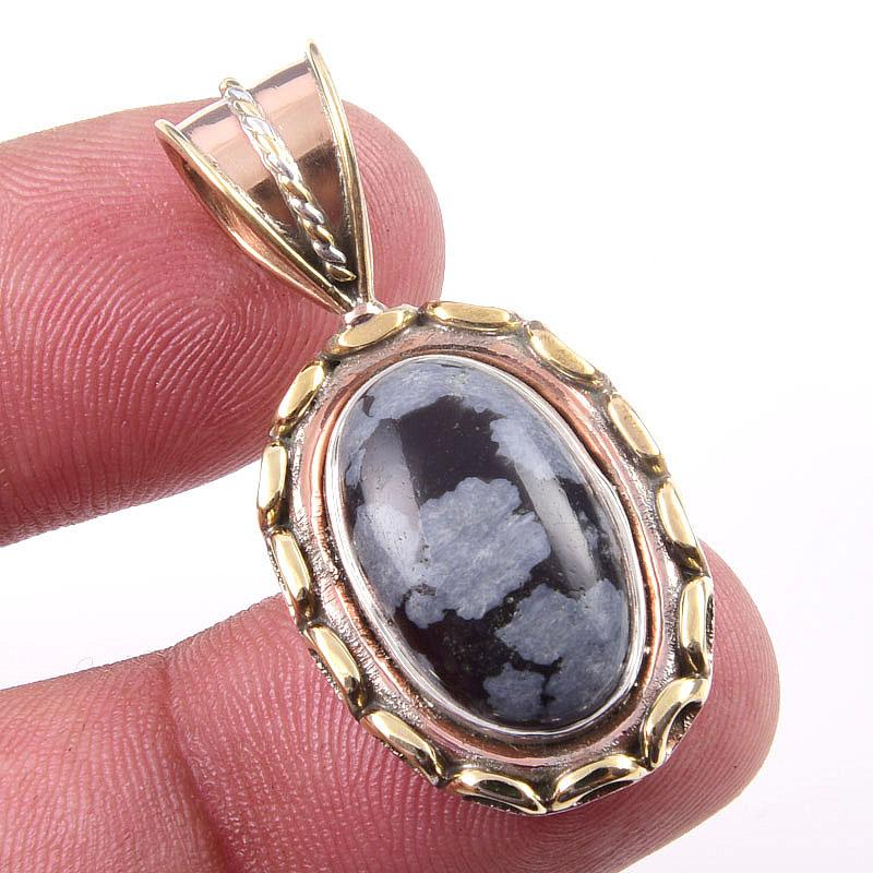 Natural Snowflake Obsidian Gemstone 925 Solid Silver Two Tone Pendant 1.50 S1f01
Natural Snowflake Obsidian Gemstone 925 Solid Silver Two Tone Pendant 1.50 S1f01