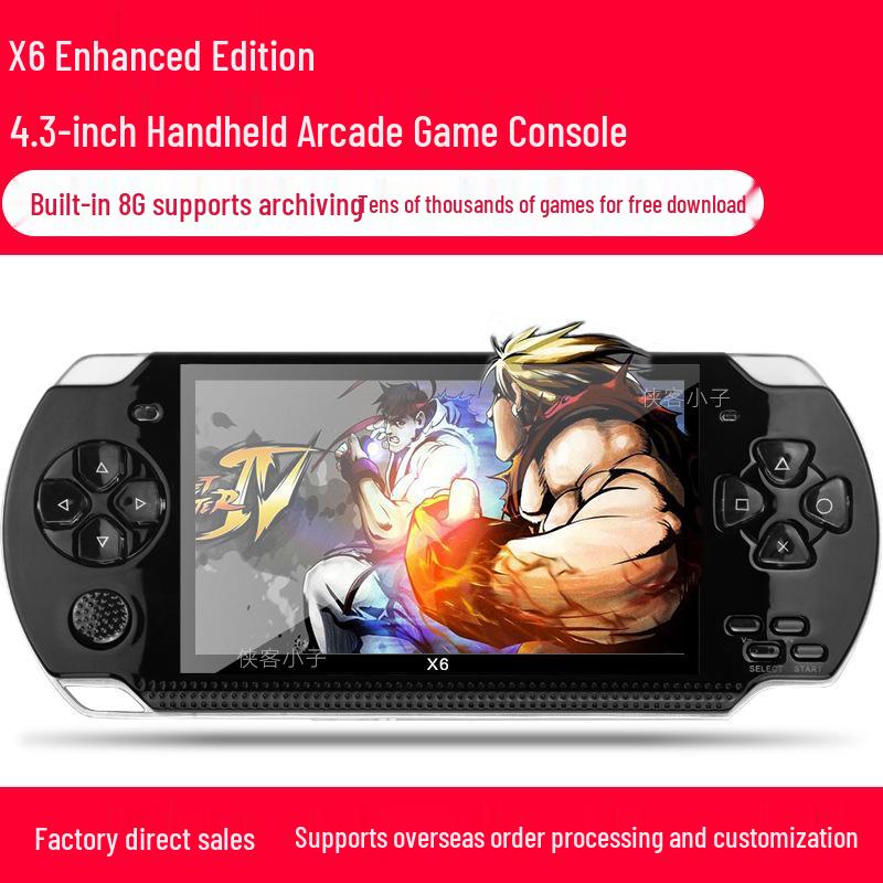 PSP3000 X6 Ретро портативная игровая консоль для детей - 4,3-дюймовый экран, 8 ГБ, совместима с NES/GBA/Аркадными играми X6 No Camera Blue
PSP3000 X6 Ретро портативная игровая консоль для детей - 4,3-дюймовый экран, 8 ГБ, совместима с NES/GBA/Аркадными играми X6 No Camera Blue