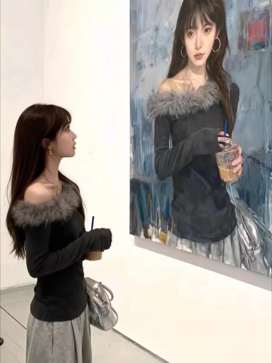 Korean Style Asymmetric Fur Collar One-Shoulder Long-Sleeve Women s Slim-Fit Top for Autumn/Winter Large темно-серого
Korean Style Asymmetric Fur Collar One-Shoulder Long-Sleeve Women s Slim-Fit Top for Autumn/Winter Large темно-серого