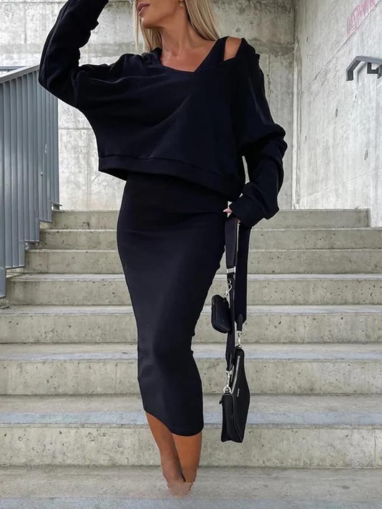 Grey Off Shoulder Two Piece Set Women s Outfit with Slim Long Skirt XXL чорний
Grey Off Shoulder Two Piece Set Women s Outfit with Slim Long Skirt XXL чорний