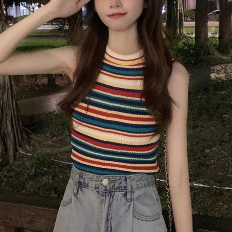 Women s Rainbow Stripe Knit Camisole – Chic Sleeveless Top for Summer One Size
Women s Rainbow Stripe Knit Camisole – Chic Sleeveless Top for Summer One Size