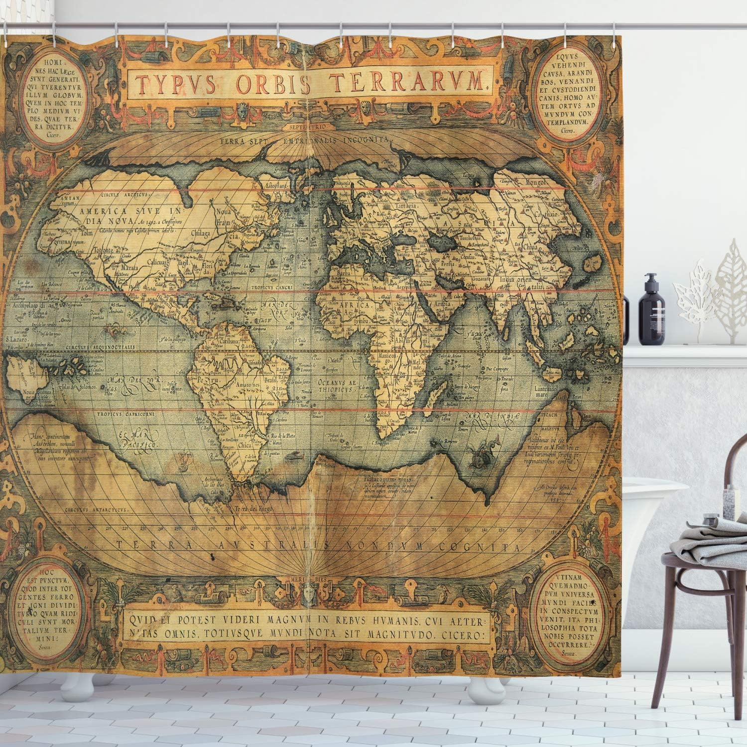Vintage World Map Shower Curtain Antique Globe Design Historical Art Decor Travel Theme Bath Accessories Waterproof Fabric Home W60H190(CM)-1 Pcs
Vintage World Map Shower Curtain Antique Globe Design Historical Art Decor Travel Theme Bath Accessories Waterproof Fabric Home W60H190(CM)-1 Pcs