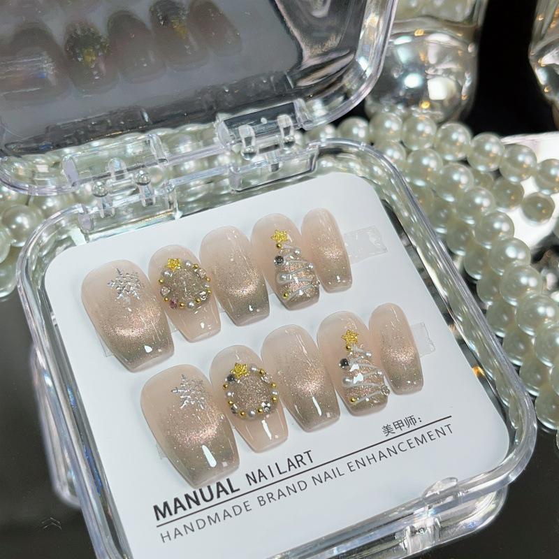 Extra Sparkly Cat Eye French Christmas Gel Nail Art - Removable, Finished False Nail Patches New Fantasy Silent Night XS Medium Long Ballet
Extra Sparkly Cat Eye French Christmas Gel Nail Art - Removable, Finished False Nail Patches New Fantasy Silent Night XS Medium Long Ballet