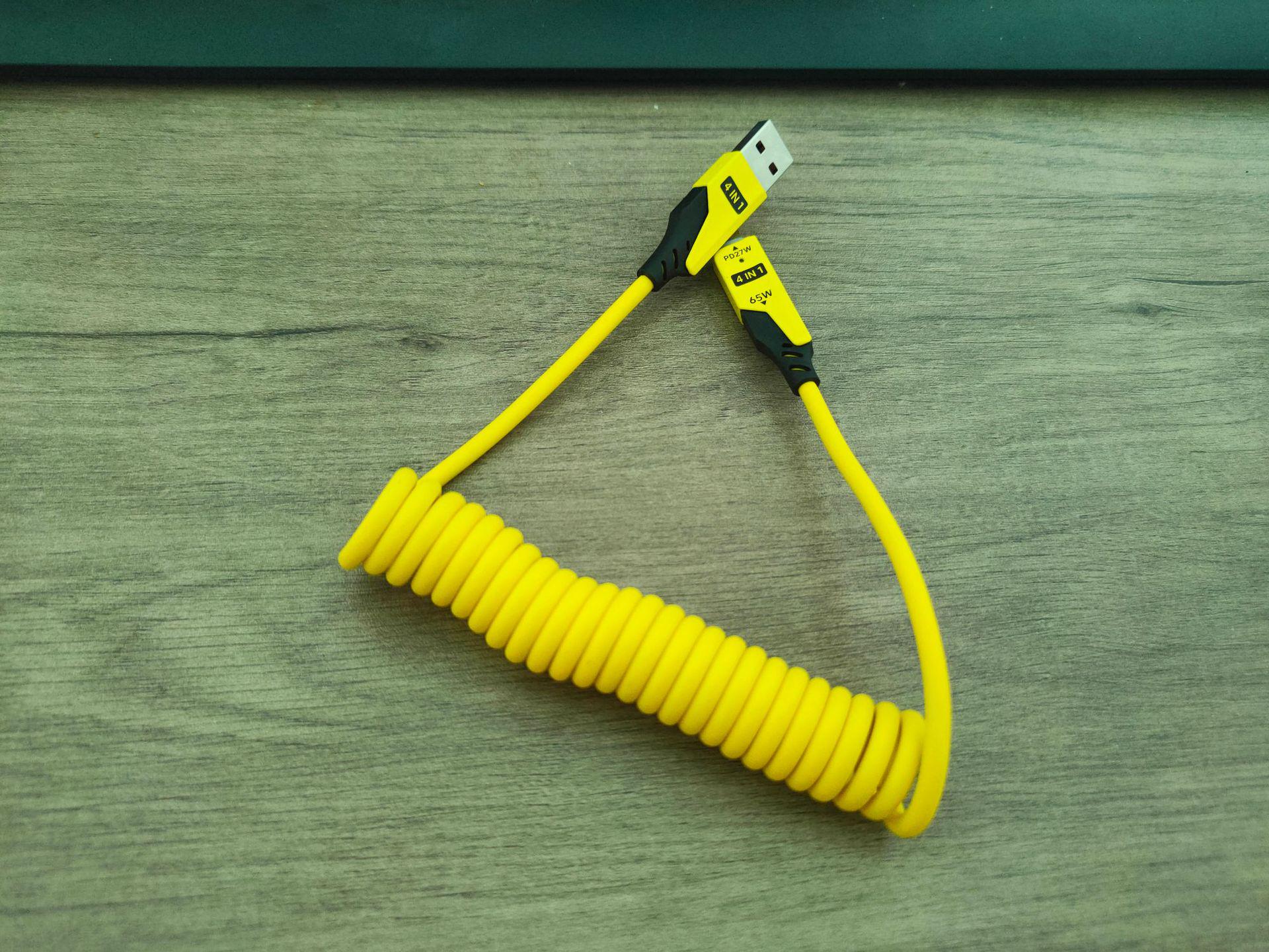 Spring Retractable 4-in-1 Fast Charging Cable for Apple, Huawei, and TYPE-C Phones Bare Wire чорний
Spring Retractable 4-in-1 Fast Charging Cable for Apple, Huawei, and TYPE-C Phones Bare Wire чорний