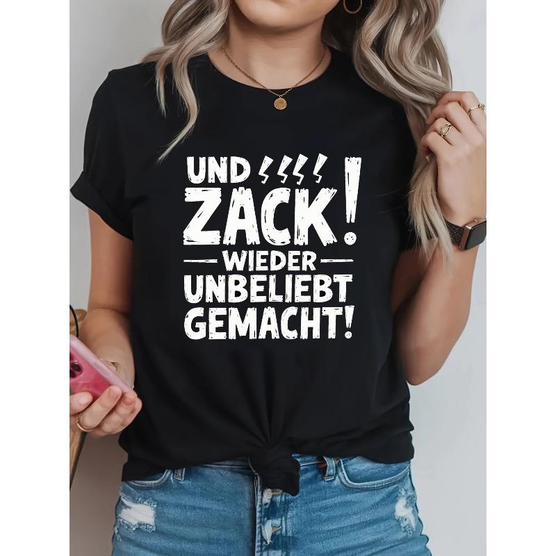 Plus Size, UND ZACK WIEDER UNBELIEBT GEMACHT Letter Print Plus Size Women s T-shirt, Short Sleeve Crew Neck Casual Top for Summer & Spring, S чёрный
Plus Size, UND ZACK WIEDER UNBELIEBT GEMACHT Letter Print Plus Size Women s T-shirt, Short Sleeve Crew Neck Casual Top for Summer & Spring, S чёрный