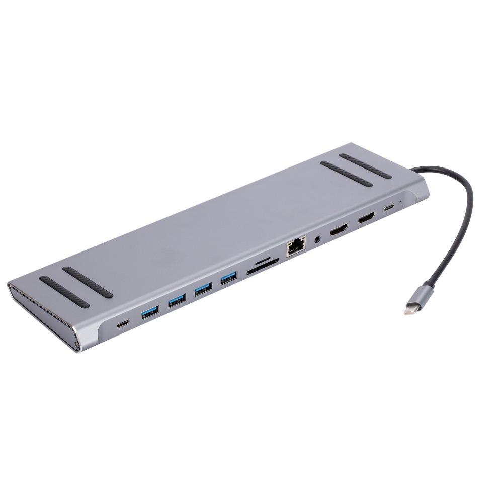 Док-станция USB3.0 12 в 1 типа C с двойным концентратором HDMI для компьютера/ноутбука/HDTV/монитора
Док-станция USB3.0 12 в 1 типа C с двойным концентратором HDMI для компьютера/ноутбука/HDTV/монитора