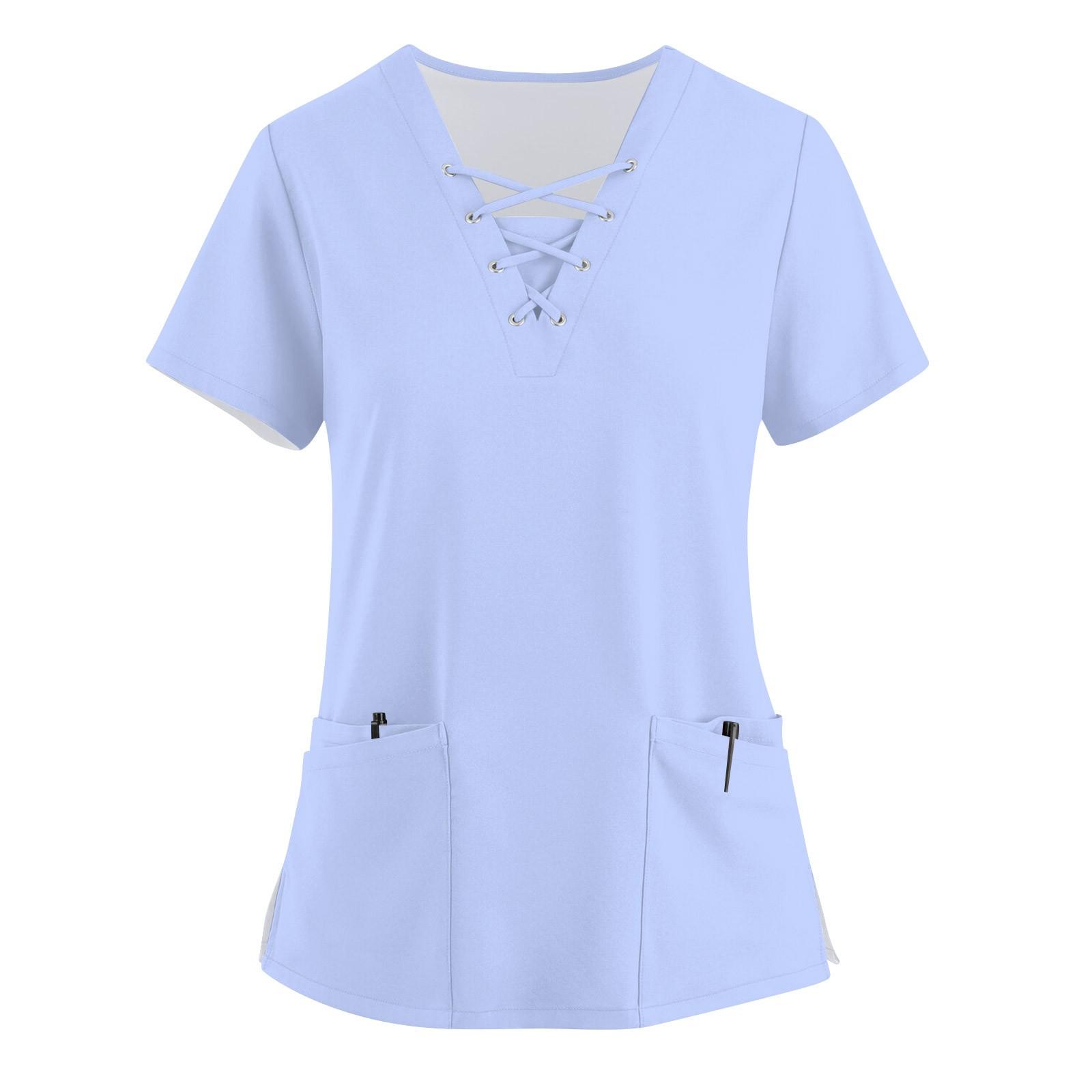 Women s Fashionable V-Neck Short-Sleeved Work Clothes With Drawstrings And Pockets Color Tops And Protective Clothing XL
Women s Fashionable V-Neck Short-Sleeved Work Clothes With Drawstrings And Pockets Color Tops And Protective Clothing XL