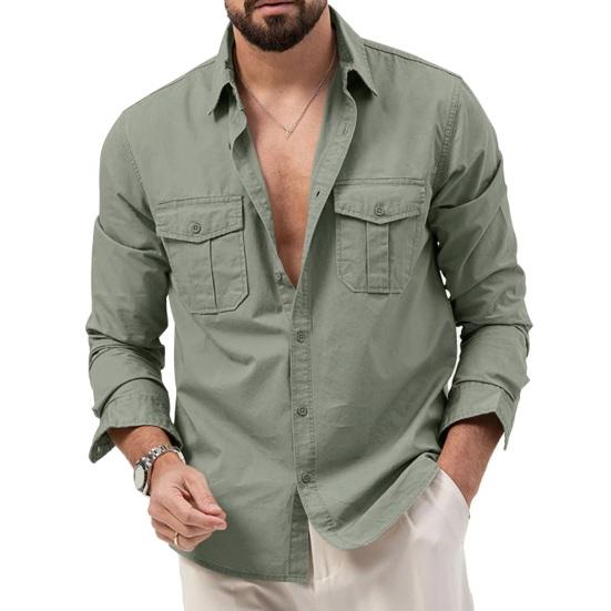 Men Shirt Lapel Long Sleeve Buttons Placket Shirt Tops with Pockets Pure Color Loose Fit Versatile Tops Daily Wear S зелений
Men Shirt Lapel Long Sleeve Buttons Placket Shirt Tops with Pockets Pure Color Loose Fit Versatile Tops Daily Wear S зелений