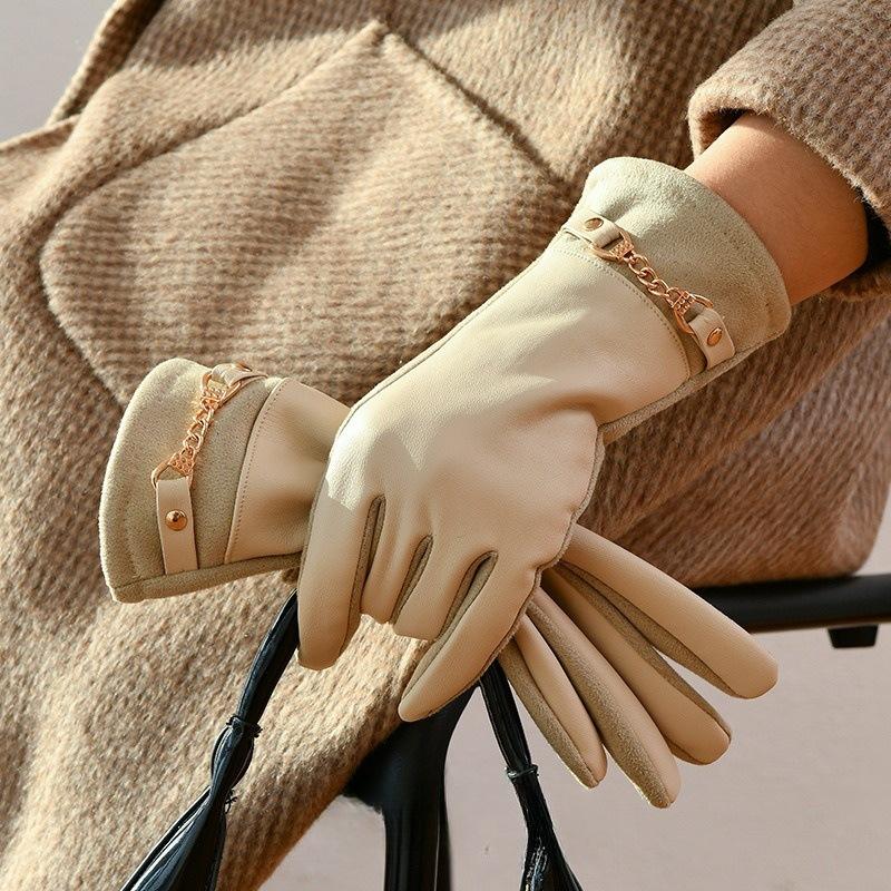 Winter Fashion Fleece Lined Protein Leather Women S Keep Warm Gloves Korean Style Cycling Windproof Elegant Five Finger Gloves One Size
Winter Fashion Fleece Lined Protein Leather Women S Keep Warm Gloves Korean Style Cycling Windproof Elegant Five Finger Gloves One Size