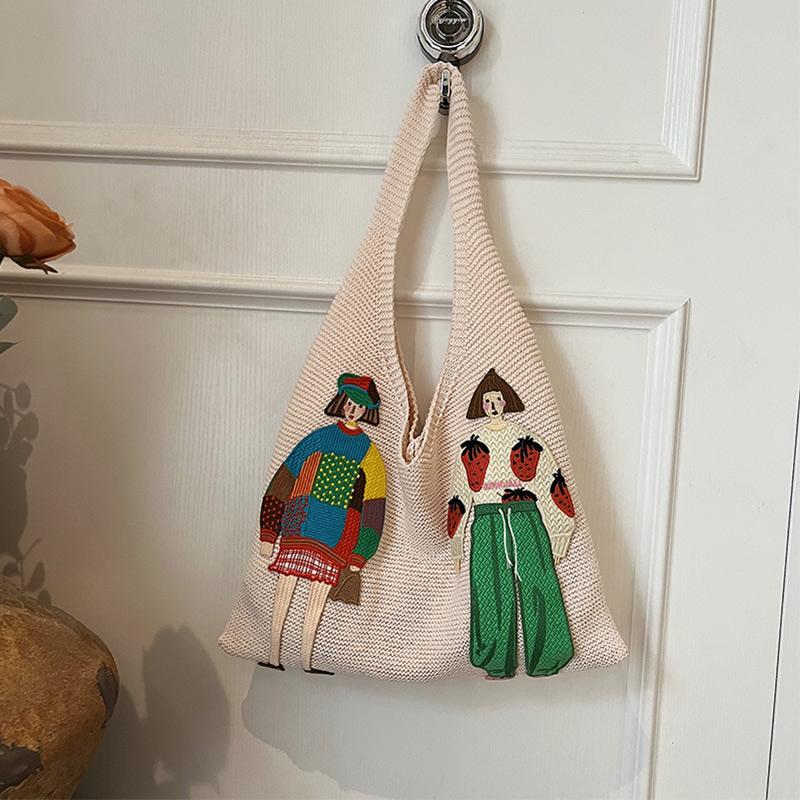 Cartoon Girl Pattern Knit Shoulder Bag,Hollow Mesh Lightweight Laid-Back Women Handbag,Summer Beach Vacation Chic Shopping Bag
Cartoon Girl Pattern Knit Shoulder Bag,Hollow Mesh Lightweight Laid-Back Women Handbag,Summer Beach Vacation Chic Shopping Bag