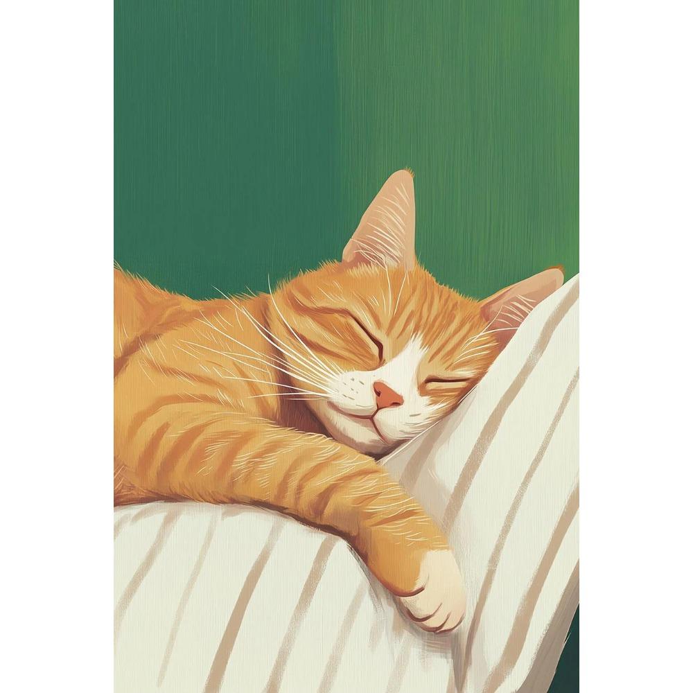 Cozy Cat Whimsical Sleeping Cat Poster Canvas Painting Print Wall Art, Green and Orange Aesthetic Contemporary Home Decor 21X30CMNo Framed
Cozy Cat Whimsical Sleeping Cat Poster Canvas Painting Print Wall Art, Green and Orange Aesthetic Contemporary Home Decor 21X30CMNo Framed