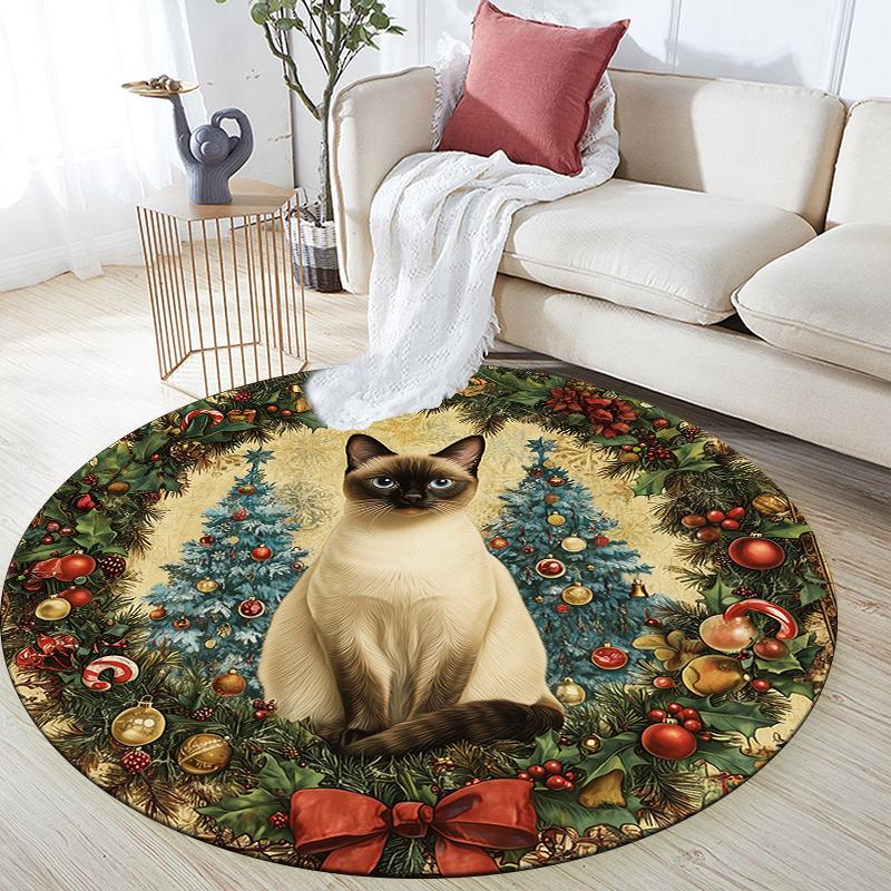 Christmas Siamese Cat pattern round rug,Carpet Rug for Living Room Bedroom Playroom ,Non-slip Floor Mat,Holiday Gifts and Birthday Gifts. 80cmx80cm
Christmas Siamese Cat pattern round rug,Carpet Rug for Living Room Bedroom Playroom ,Non-slip Floor Mat,Holiday Gifts and Birthday Gifts. 80cmx80cm