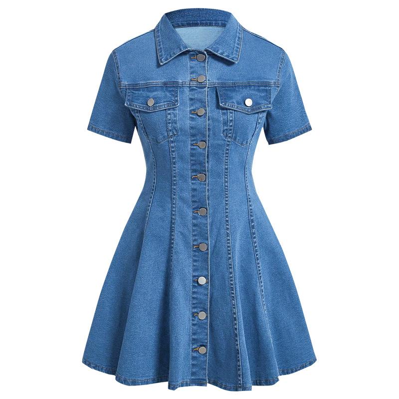 Women s Short Sleeve Denim Look Collared A-Line Dress with Button Front and Waist Cinch XXL світло-синій колір
Women s Short Sleeve Denim Look Collared A-Line Dress with Button Front and Waist Cinch XXL світло-синій колір