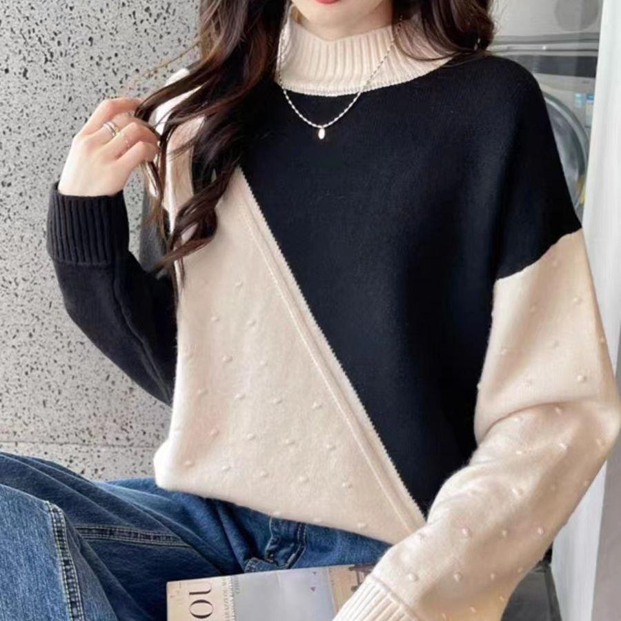 Осень-зима Модный стиль Женские цветные блоки с полувысоким воротом Свободные и универсальные повседневные женские свитера One size чёрный
Осень-зима Модный стиль Женские цветные блоки с полувысоким воротом Свободные и универсальные повседневные женские свитера One size чёрный
