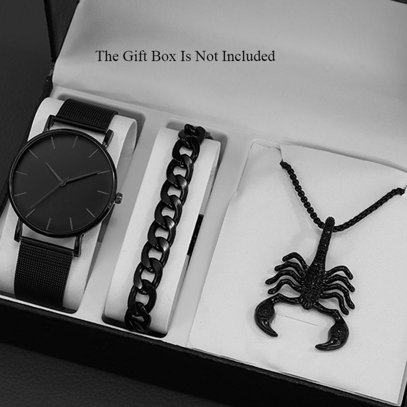 Комплект из 3 предметов, мужские спортивные часы, черный сплав, ремешок для часов, круглые наручные часы для мужчин, браслет, ожерелье
Комплект из 3 предметов, мужские спортивные часы, черный сплав, ремешок для часов, круглые наручные часы для мужчин, браслет, ожерелье