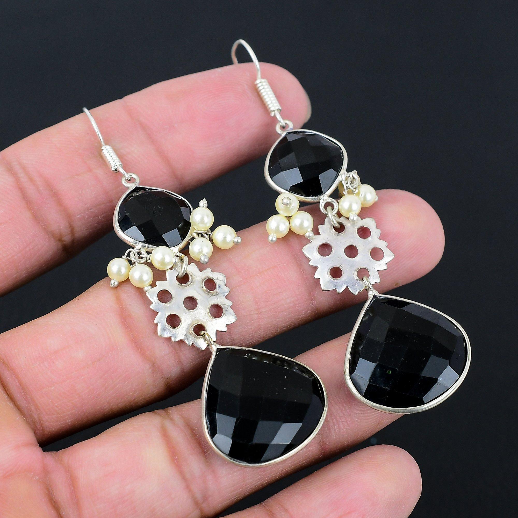 Daughters Day Sale Sterling Silver Pear Black Spinel Stone New Dangling Earrings
Daughters Day Sale Sterling Silver Pear Black Spinel Stone New Dangling Earrings