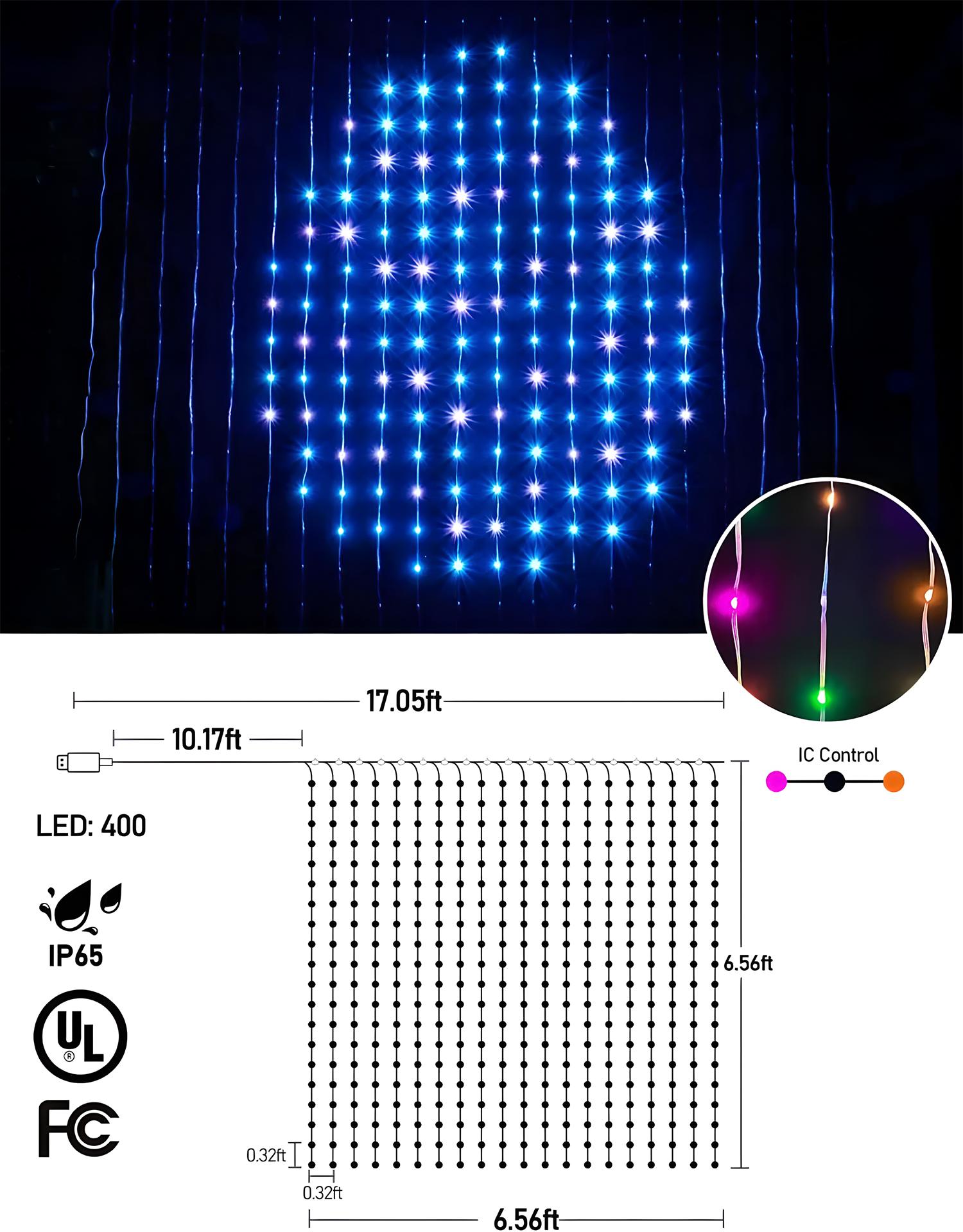 400LEDs Animated Curtain Lights Static Dynamic Curtain String Lights RGB Color Changing Group Control DIY Christmas Window Light 2MX2M 400LEDs
400LEDs Animated Curtain Lights Static Dynamic Curtain String Lights RGB Color Changing Group Control DIY Christmas Window Light 2MX2M 400LEDs