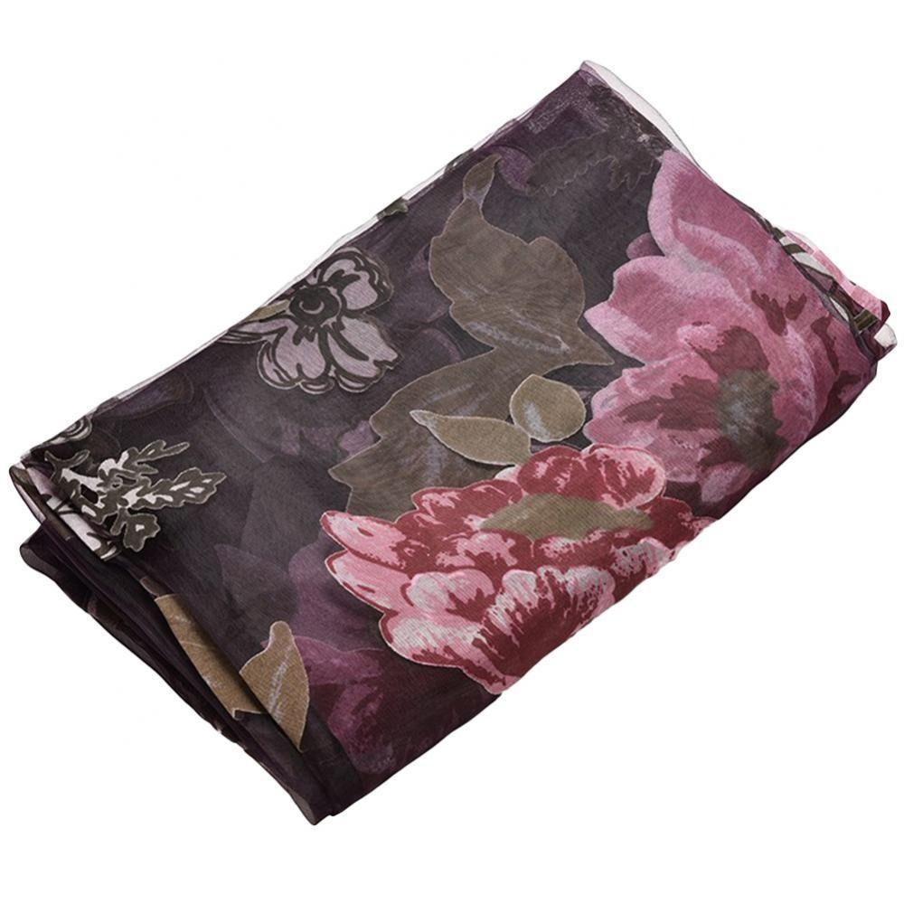 Спальня Кухня Вышитый Пион Полузатемняющая Прозрачная Занавеска Шторы Оконные Драпировки Тюль 250cm-Purple-Style B