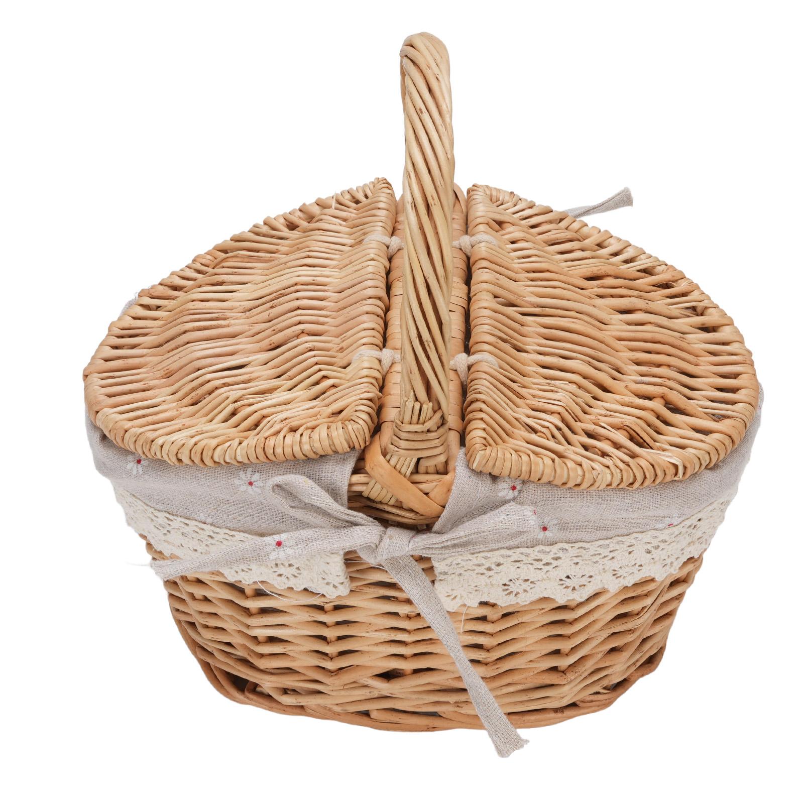 Wicker Picnic Basket with Double Lids Handle Removable Liner Hand Woven Picnic Basket for Outdoor
Wicker Picnic Basket with Double Lids Handle Removable Liner Hand Woven Picnic Basket for Outdoor