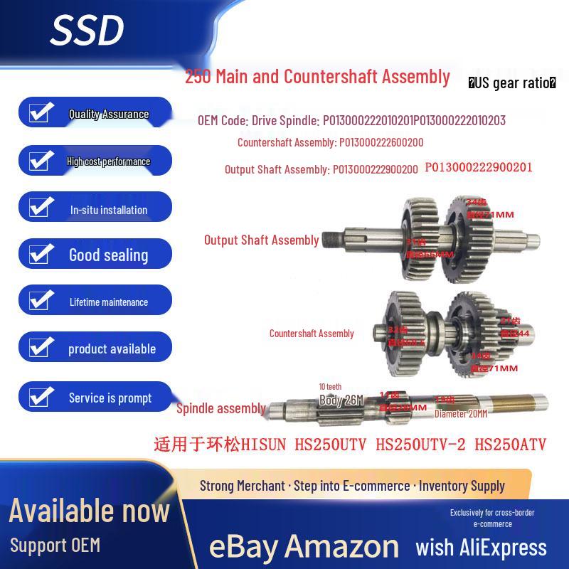Universal Ring Gear and Countershaft Assembly for HS250UTV & HS250ATV Models HS250
Universal Ring Gear and Countershaft Assembly for HS250UTV & HS250ATV Models HS250