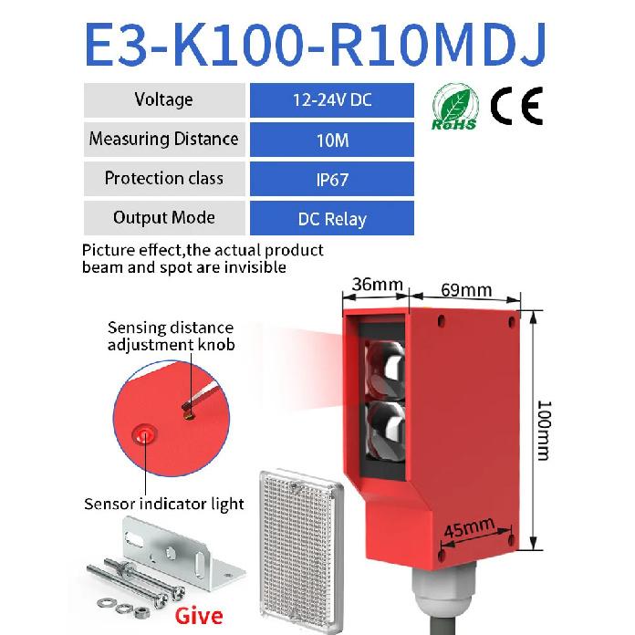 GTRIC Photoelectric Sensor Retro-reflective Square Photoell Infrared Switch IP67 Waterproof 24-220V AC DC Universal 10m Distance 5-Wire DC 12-24V
GTRIC Photoelectric Sensor Retro-reflective Square Photoell Infrared Switch IP67 Waterproof 24-220V AC DC Universal 10m Distance 5-Wire DC 12-24V