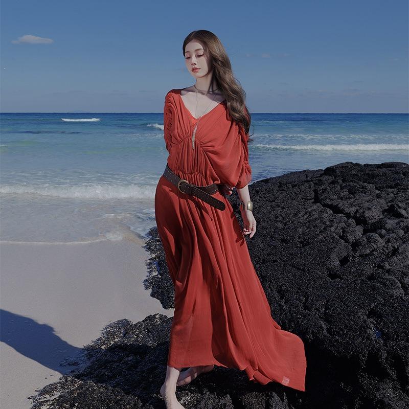 Mousse Muse Bat Sleeve Dress Pile Art Look Exhibition Birthday Toast Dress Vacation Beach Dress S
Mousse Muse Bat Sleeve Dress Pile Art Look Exhibition Birthday Toast Dress Vacation Beach Dress S