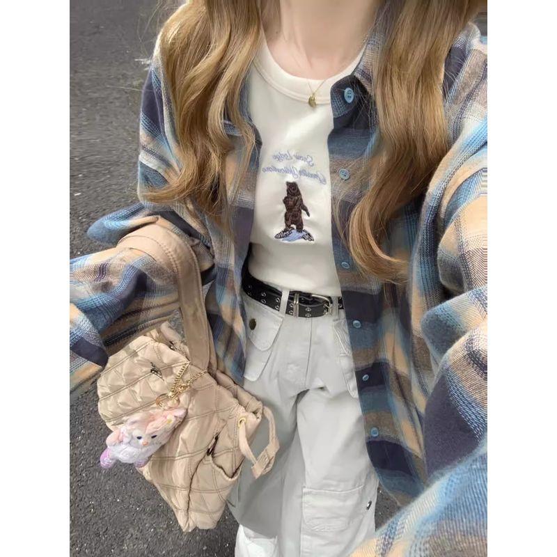 Retro Hong Kong Style Chic Plaid Shirt Coat Women s Shirt Spring & Fall Loose and Lazy Style Early Spring Wear Long Sleeves Tops Card Blue 2XL
Retro Hong Kong Style Chic Plaid Shirt Coat Women s Shirt Spring & Fall Loose and Lazy Style Early Spring Wear Long Sleeves Tops Card Blue 2XL