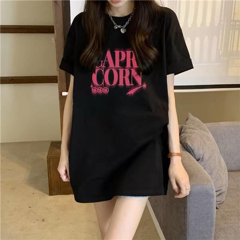 Black cotton short-sleeved t-shirt women s summer new loose medium and long lower body missing round neck letter printed top XXXXL
Black cotton short-sleeved t-shirt women s summer new loose medium and long lower body missing round neck letter printed top XXXXL